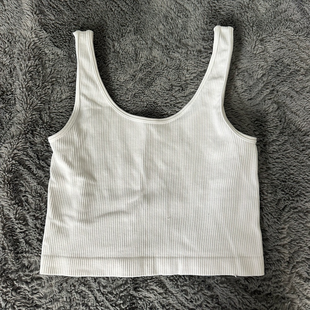 White Ribbed Women's Tank Top
